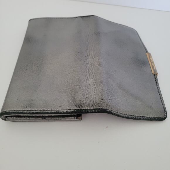 See By Chloe Geniue Pebble Leather Long Wallet Metalic Silver Envelope Designer - Picture 8 of 10